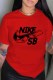 Red Fashion Street Print Letter O Neck T-Shirts