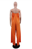 Orange Sexy Casual Solid Backless Spaghetti Strap Regular Jumpsuits