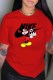 Red Fashion Street Character Print Patchwork Letter O Neck T-Shirts