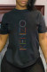Black Fashion Street Print Patchwork Letter O Neck T-Shirts