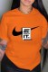 Orange Fashion Street Print Letter O Neck T-Shirts