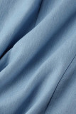 Blue Fashion Casual Solid Patchwork Backless Spaghetti Strap Skinny Jumpsuits