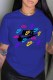 Blue Fashion Street Print Letter O Neck T-Shirts