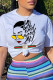 White Fashion Sexy Print Patchwork Letter O Neck T-Shirts