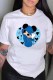 White Fashion Casual Character Print O Neck T-Shirts