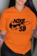 Orange Fashion Street Print Letter O Neck T-Shirts