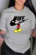 Grey Fashion Street Character Print Patchwork Letter O Neck T-Shirts