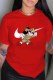 Red Fashion Street Character Print Patchwork O Neck T-Shirts