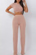Pink Casual Solid O Neck Short Sleeve Two Pieces