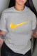 Grey Fashion Street Print Patchwork O Neck T-Shirts