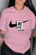 Pink Fashion Street Print Letter O Neck T-Shirts