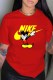 Red Fashion Street Character Letter O Neck T-Shirts