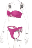 Purple Sexy Solid Hollowed Out Patchwork Swimwears