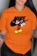 Orange Fashion Street Character Print Patchwork Letter O Neck T-Shirts