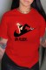 Red Fashion Street Character Print Letter O Neck T-Shirts