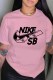 Pink Fashion Street Print Letter O Neck T-Shirts