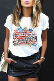 White Street Daily Print Patchwork Letter O Neck T-Shirts