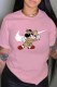 Pink Fashion Street Character Print Patchwork O Neck T-Shirts