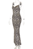 Colour Sexy Print Backless Spaghetti Strap Trumpet Mermaid Dresses