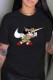 Black Fashion Street Character Print Patchwork O Neck T-Shirts