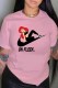 Pink Fashion Street Character Print Letter O Neck T-Shirts