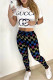 Colour Fashion Casual Print Letter O Neck Short Sleeve Two Pieces