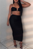 White Fashion Sexy Solid Backless Spaghetti Strap Sleeveless Two Pieces