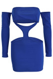 Red Sexy Solid Hollowed Out Patchwork Off the Shoulder Pencil Skirt Dresses