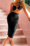 White Fashion Sexy Solid Backless Spaghetti Strap Sleeveless Two Pieces