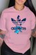 Pink Fashion Street Character Print Letter O Neck T-Shirts