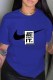 Blue Fashion Street Print Letter O Neck T-Shirts