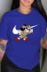 Blue Fashion Street Character Print Patchwork O Neck T-Shirts