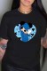 Black Fashion Casual Character Print O Neck T-Shirts
