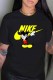 Black Fashion Street Character Letter O Neck T-Shirts