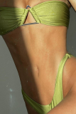 Purple Sexy Solid Hollowed Out Patchwork Swimwears