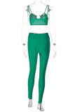 Green Fashion Sexy Solid Backless Spaghetti Strap Sleeveless Two Pieces