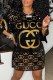 Black Fashion Street Letter Sequins Patchwork O Neck Straight Dresses