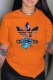 Orange Fashion Street Character Print Letter O Neck T-Shirts