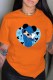 Orange Fashion Casual Character Print O Neck T-Shirts