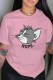 Pink Fashion Casual Character Print Letter O Neck T-Shirts