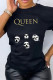 Black Fashion Street Print Patchwork Letter O Neck T-Shirts