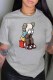 Grey Fashion Casual Print O Neck T-Shirts