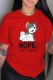 Red Fashion Street Character Letter O Neck T-Shirts