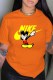 Orange Fashion Street Character Letter O Neck T-Shirts