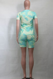 Red Casual Street Print Patchwork O Neck Short Sleeve Two Pieces