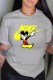 Grey Fashion Street Character Letter O Neck T-Shirts