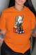Orange Fashion Casual Print O Neck T-Shirts