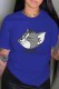 Blue Fashion Casual Character Print Letter O Neck T-Shirts