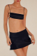Black Sexy Solid Patchwork Spaghetti Strap Sleeveless Two Pieces