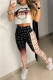 Black Fashion Casual Print Letter O Neck Short Sleeve Two Pieces